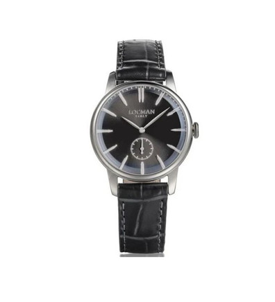 Locman Orologio in pelle nera uomo